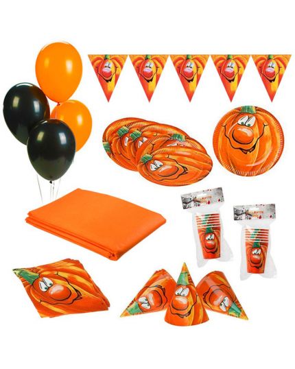 Kit Coordinato Tavola Halloween Zucca per 12 Persone