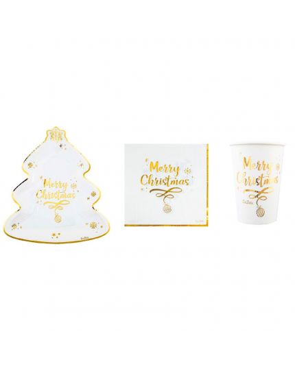 Kit Tavola Coordinato Natalizio Forma Di Albero di Natale - Merry Christmas