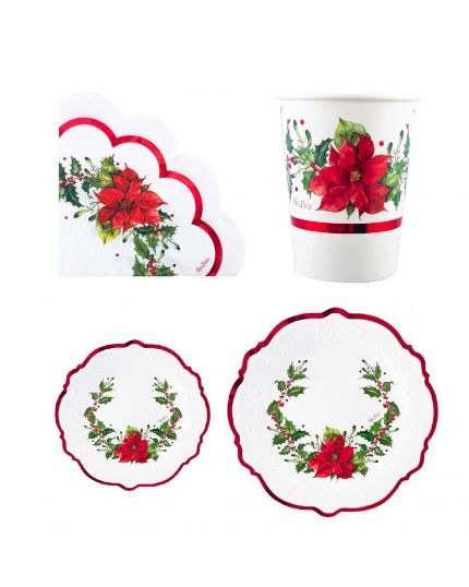 Kit Tavola Coordinato Natalizio Carta Etoile Rouge Stella di Natale