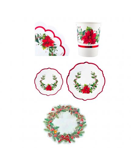 Kit Tavola Coordinato Natalizio Carta Etoile Rouge Stella di Natale Con Sottopiatto