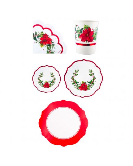 Kit Tavola Coordinato Natalizio Carta Etoile Rouge Stella di Natale + Sottopiatto