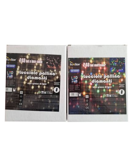 Filo Nero Lucciole Pallina Diamanti Colorati 240 Luci LED con Giochi di Luce 15 Metri