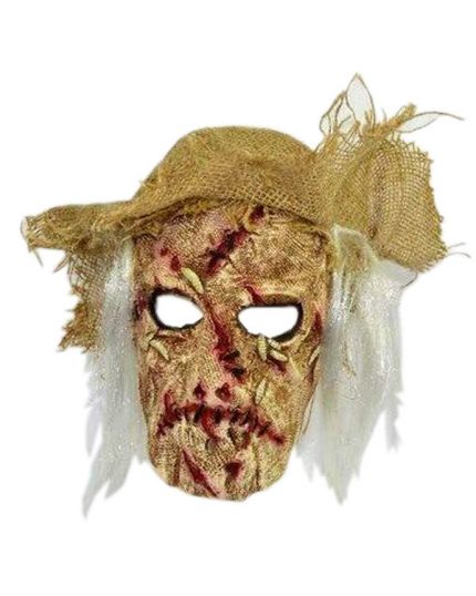 Maschera Lattice Spaventapasseri Horror con Capelli e Cappello Juta