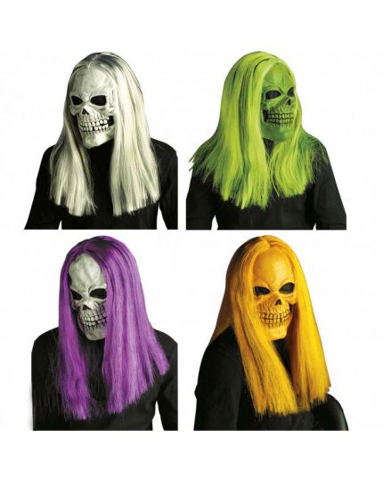 Maschera Lattice Teschio con Capelli Fluo