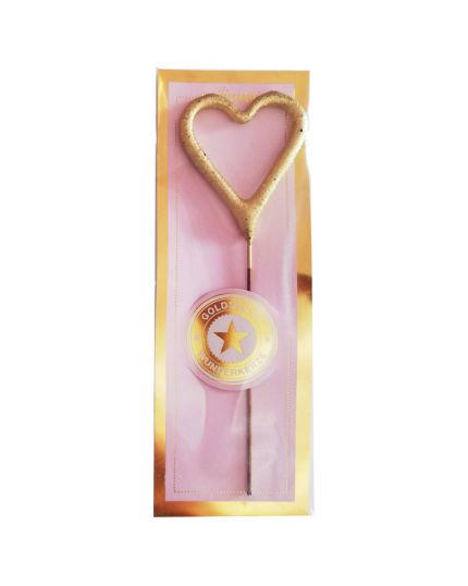 Mini Candelina Scintillante Cuore Oro 10cm