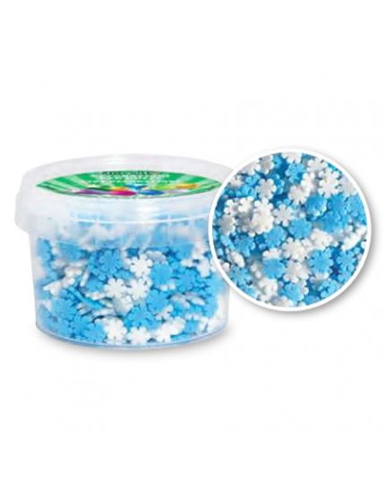 Mini Decorazioni in Zucchero Fiocchi di Neve Bianco e Azzurro Floreal 120gr