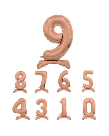 Palloncino da Terra Foil a Numero Oro Rosa - Anti Rovesciamento 76cm