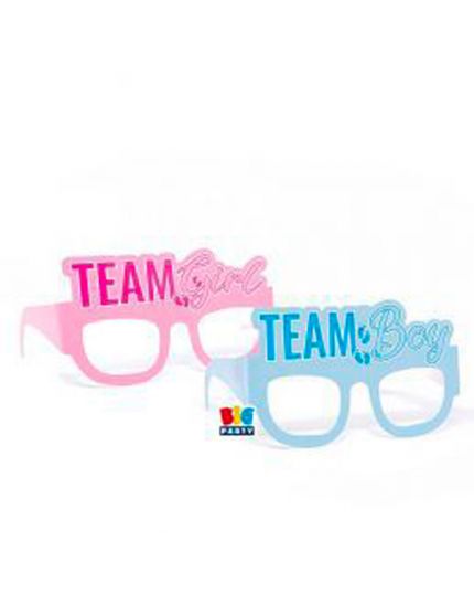 Occhiali Carta Baby Shower Team Girl or Boy Gender Reveal