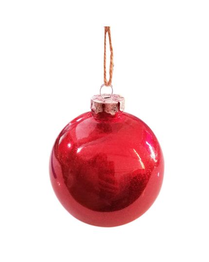 Pallina Natale Rossa Pvc Infrangibile Effetto Glitterato 10cm