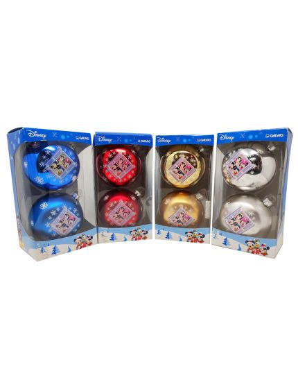 Palline Natale Resiglas Colorate Personaggi Disney 9cm: Minnie, Pluto, Mickey e Paperino alla Finestra