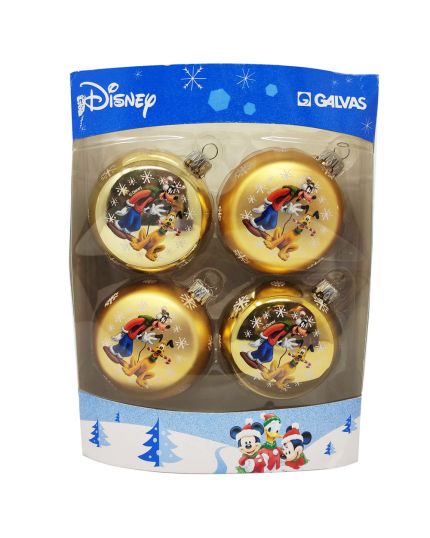 Palline Natale Resiglas Oro Pluto Disney 6,5cm 4pz