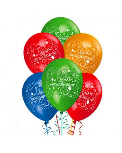 Palloncini Lattice Medi Multicolor Buon Compleanno 25pz