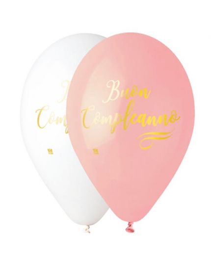 Palloncini Lattice Scritta Buon Compleanno Chic Rosa Pastello 50 Pezzi
