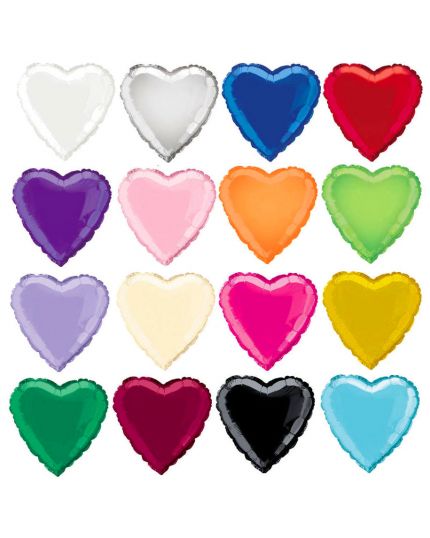 Palloncino Foil Cuore Colorato Tinta Unita 46cm