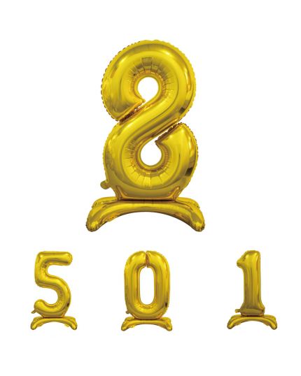 Palloncino da Terra Foil a Numero Oro - Anti Rovesciamento 76cm