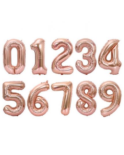 Palloncino Mylar Numero Oro Rosa 90cm