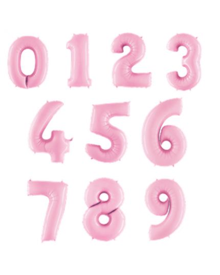 Palloncino Mylar Numero Rosa Pastello 90cm