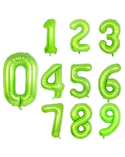 Palloncino Mylar Numero Verde Fluo 90cm