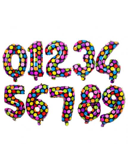 Palloncino Mylar Numero Pois Multicolor 90cm