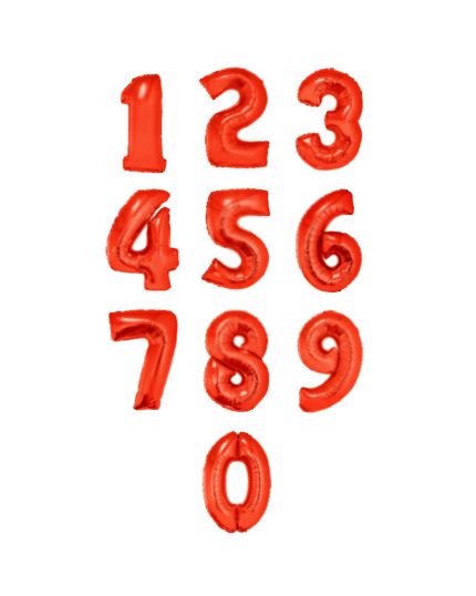Palloncino Mylar Numero Rosso Fluo 90cm