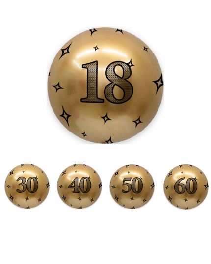 Palloncino Foil Sfera Oro Compleanno 18, 30, 40, 50 o 60 Anni 61cm