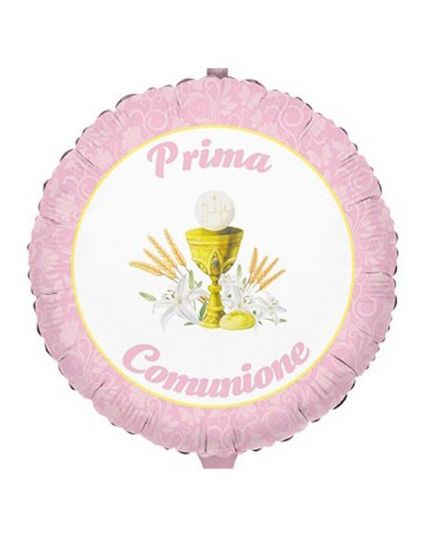 Palloncino Foil Prima Comunione Rosa