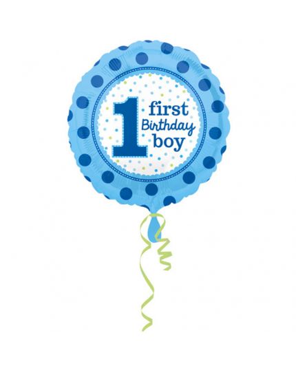 Palloncino Foil Rotondo First Birthday Boy