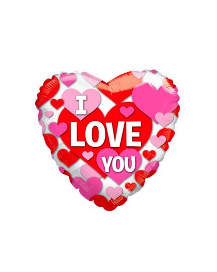Palloncino Mylar Cuore Colorato Con Scritta I Love You 
