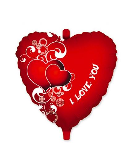 Palloncino Mylar Cuore Rosa Con Scritta I Love You Cm 45