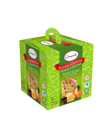Panettone Senza Glutine Senza Lattosio con Gocce di Cioccolato e Pere Giampaoli 400g