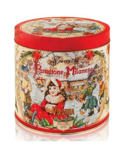 Panettone Milanese Classico Alto Virginia in Scatola Latta Rosso 1 Kg