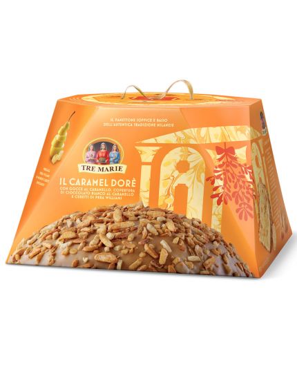 Panettone Caramel Dorè Caramello e Cubetti di Pera Tre Marie 900gr