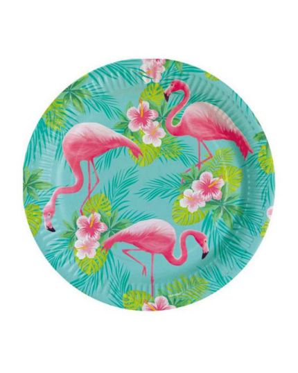 Piatti Carta Flamingo Paradise Fenicotteri Rosa