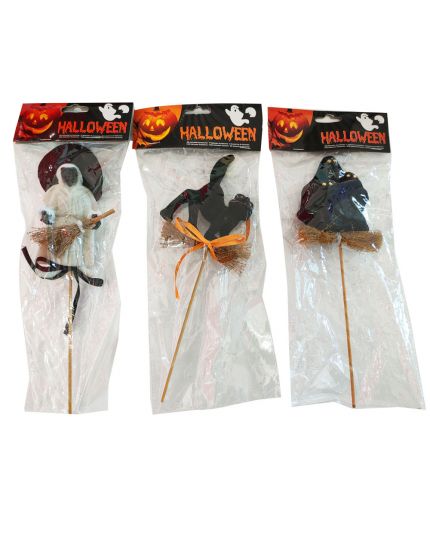 Decorazione Pick Soggetto Halloween con Saggina 25cm