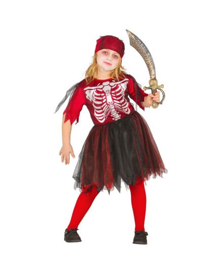 Costume Piratessa Fantasma Rosso Bambina