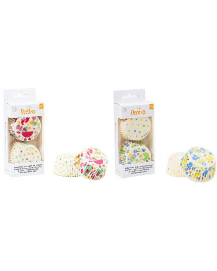 Pirottini Carta Forno per Muffin Baby Shower Rosa o Celeste Decora 36pz