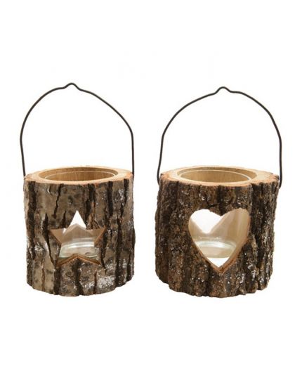 2 Portacandele Legno di Pino 11cm