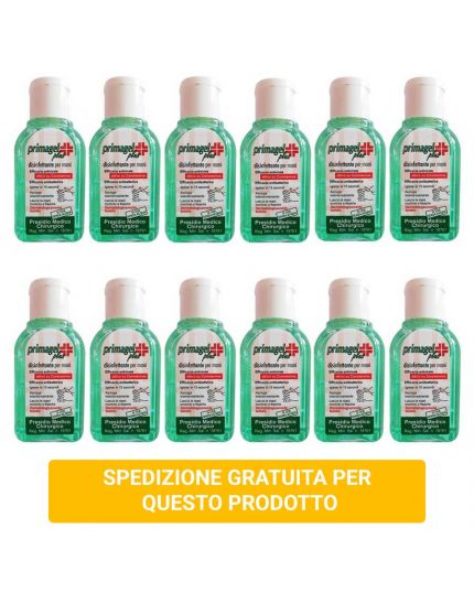 MAXI PROMO: 12 Mini Gel Igienizzante Mani Primagel Plus 50ml Attivo