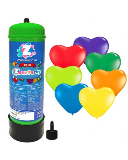 Bombola Elio per 30 Palloncini con 30 Palloncini Cuore