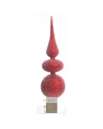 Puntale Vetro Rosso Ghiacciato 32cm