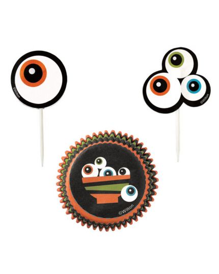 Cupcake Combo Pirottini Muffin + Picks con Occhi Ghoulish Halloween 