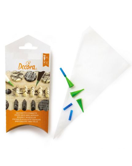 Set 10 Sacchetti e 10 Cornetti per Decorazione e Scrittura Cake Design Decora
