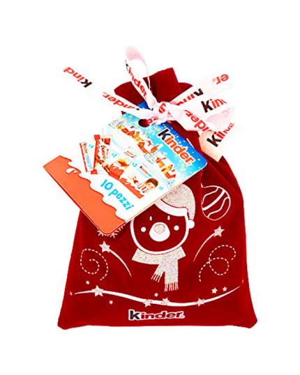 Sacchetto Rosso Velluto Happy Snack Kinder Natale 290gr