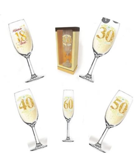 Flute Champagne in Vetro con Glitter Età Assortite