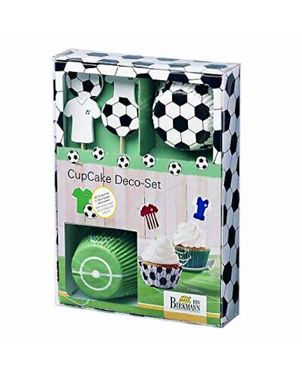 Set Decorazione Cupcake Calcio Pirottini, Pick e Stickers