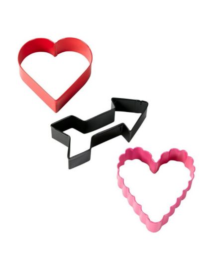 Set 3 Tagliabiscotti in Metallo San Valentino