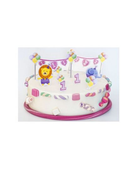 Set Sopratorta Pick Cartoncino 1 Compleanno Bambino o Bambina