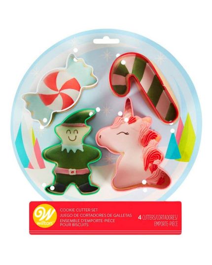 Set 4 Tagliapasta Coppapasta Natalizi Wilton, Unicorno, Folletto, Caramella e  Candycane