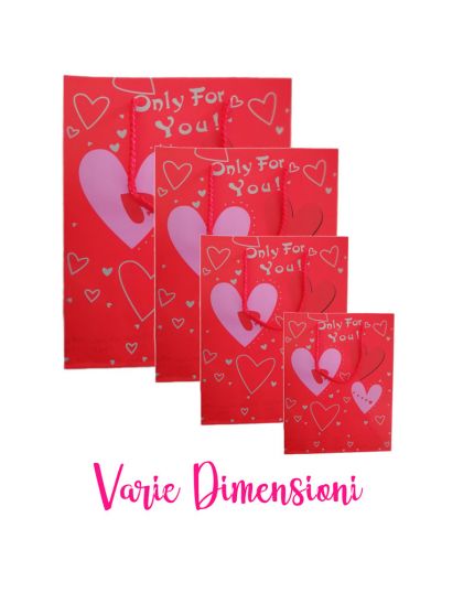 Shopper Carta San Valentino Cuori Rossi Varie Dimensioni