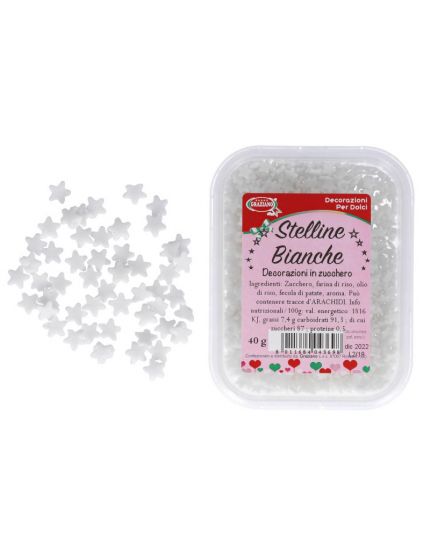 Decorazioni Zucchero Stelline Bianche Graziano 40gr 0,5cm